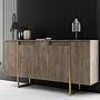 Luxe Wohnzimmermöbel-Set Holzfurnier Gold 3