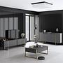 Luxe Wohnzimmermöbel-Set Holzfurnier Anthrazit Gold 0