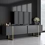 Luxe Wohnzimmermöbel-Set Holzfurnier Anthrazit Gold 2