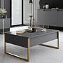 Luxe Wohnzimmermöbel-Set Holzfurnier Anthrazit Gold 4
