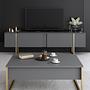 Luxury living room furniture set wood veneer anthracite gold 5