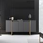 Luxe Wohnzimmermöbel-Set Holzfurnier Anthrazit Gold 6