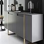 Luxe Wohnzimmermöbel-Set Holzfurnier Anthrazit Gold 7