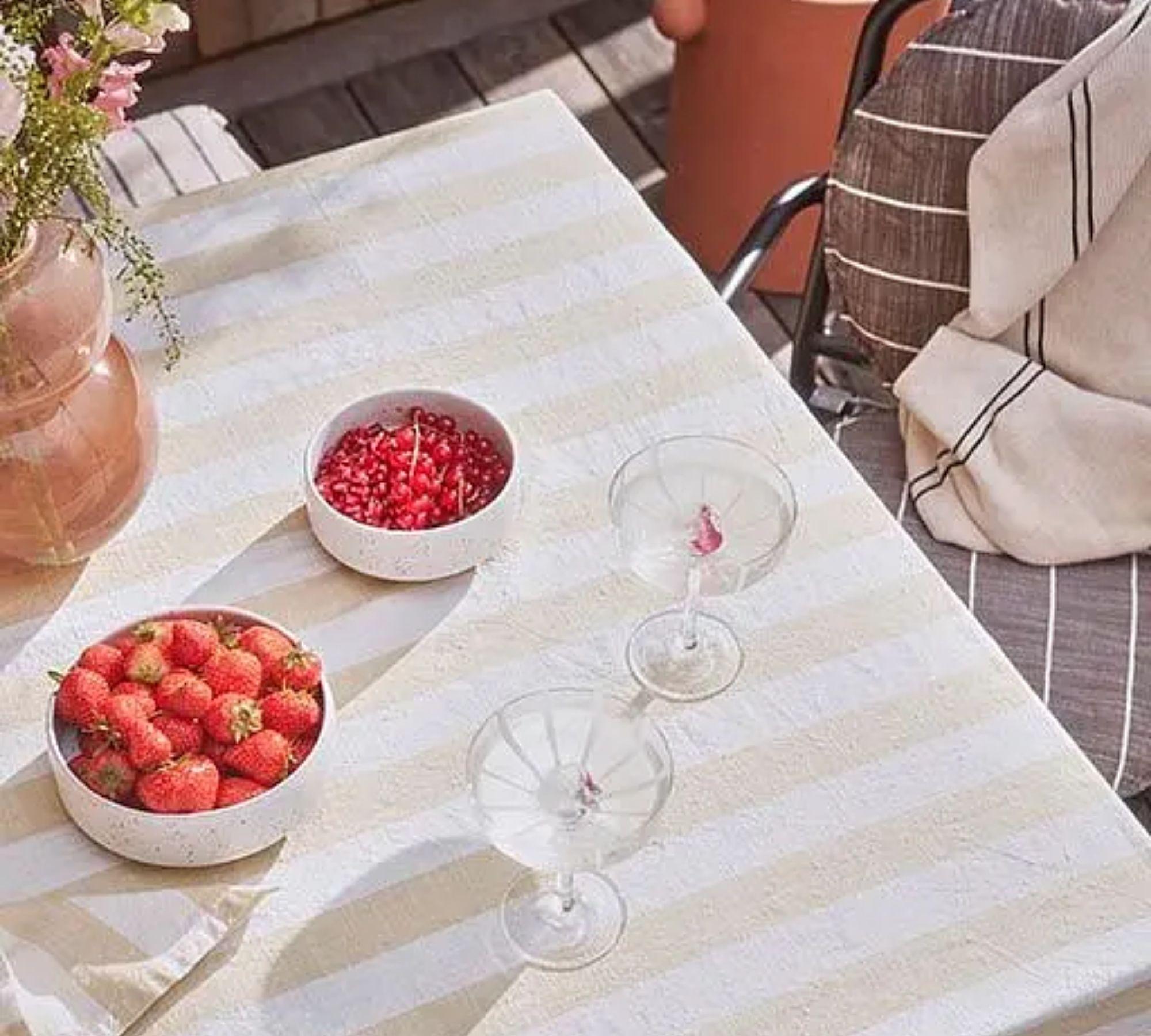 Tablecloth 260x140 cm Cotton Blue Striped 2