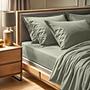 Fitted sheet cotton green 100cm x 200cm 0