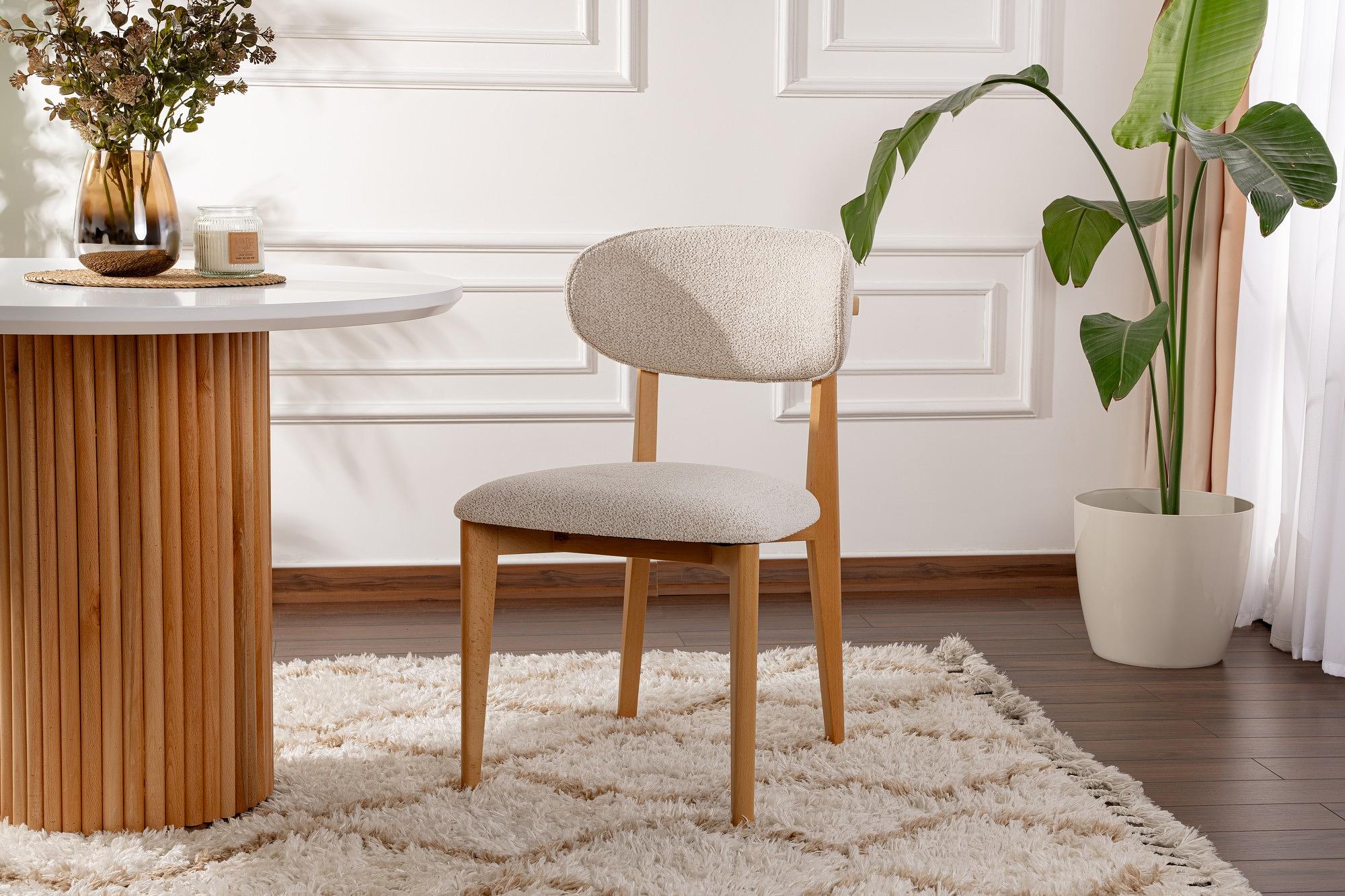 2x Lionte Dining chair Wood veneer White 1