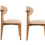 2x Lionte Dining chair Wood veneer Cream white 2