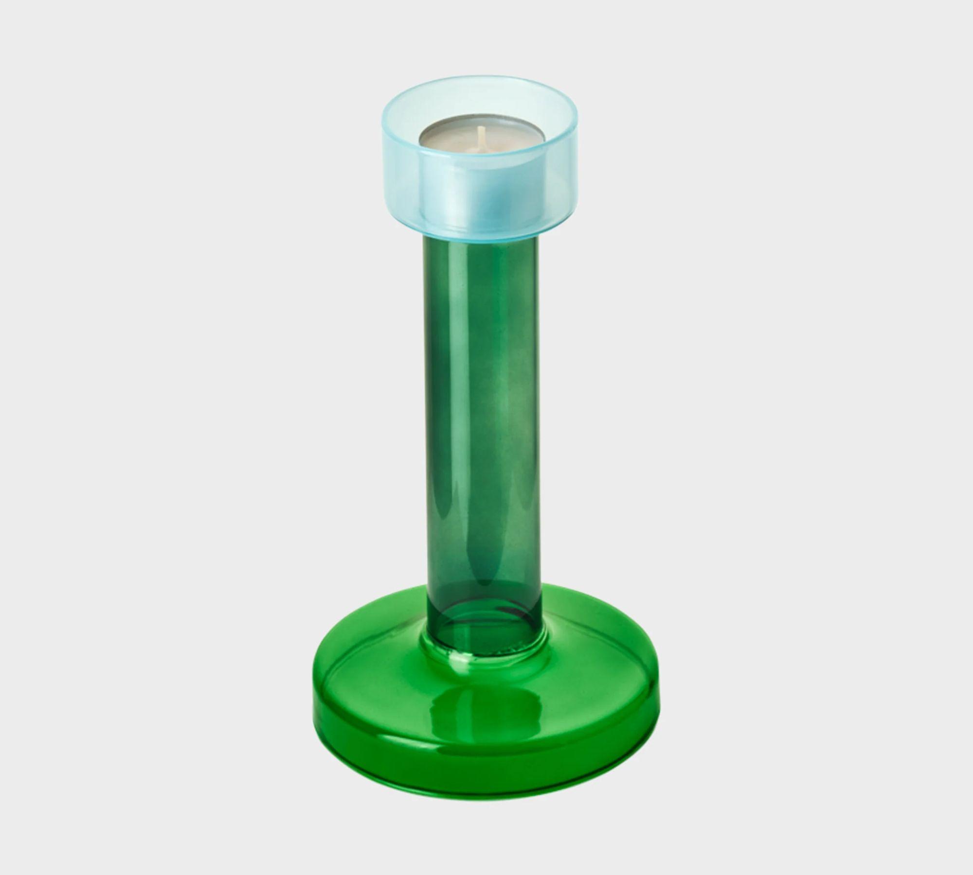 Bole Kerzenhalter Mittel Glas Grün-Blau 1