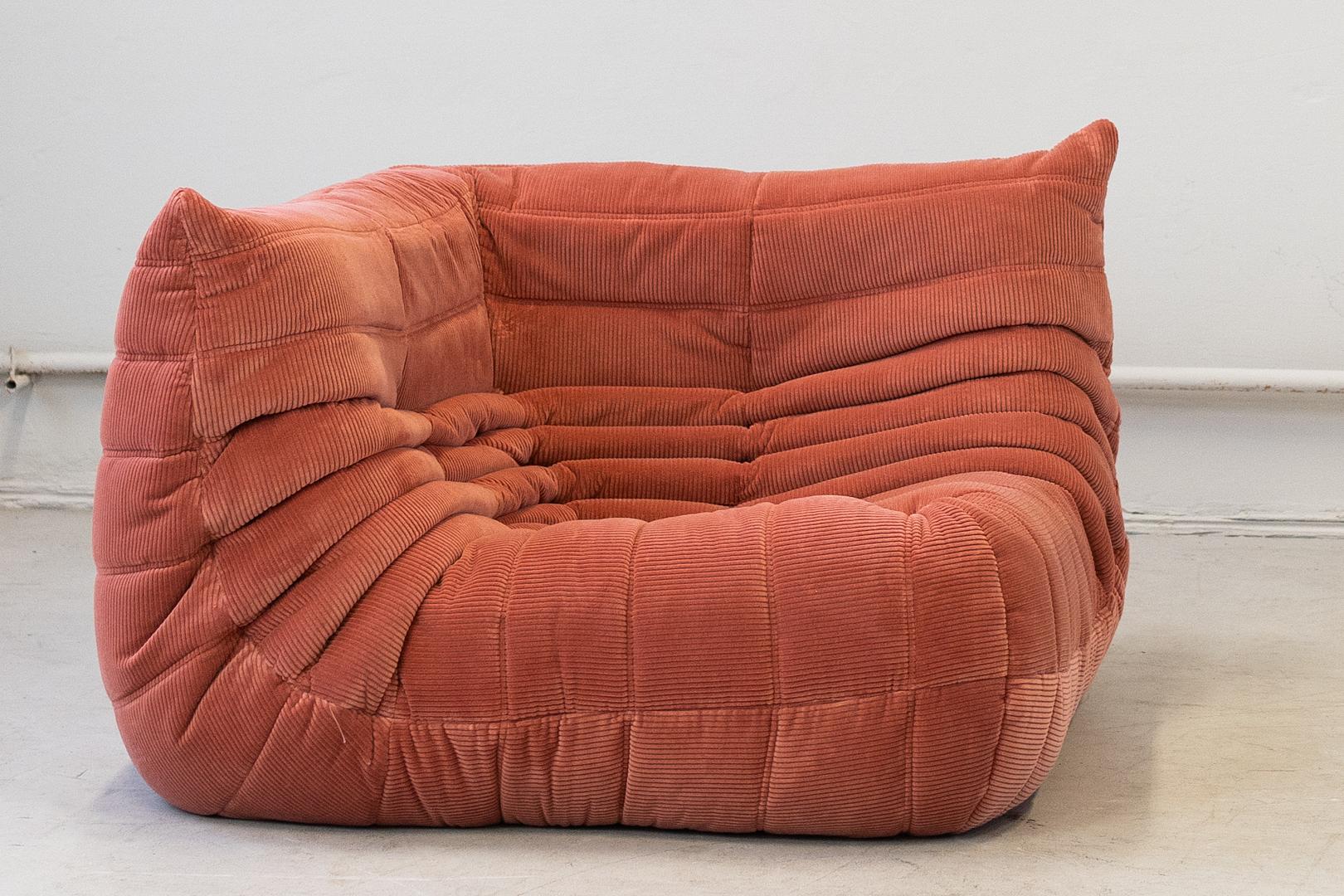 Togo Corner Sofa Cord Coral 0