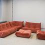 Togo Set lounge 5 pezzi velluto a coste corallo 1