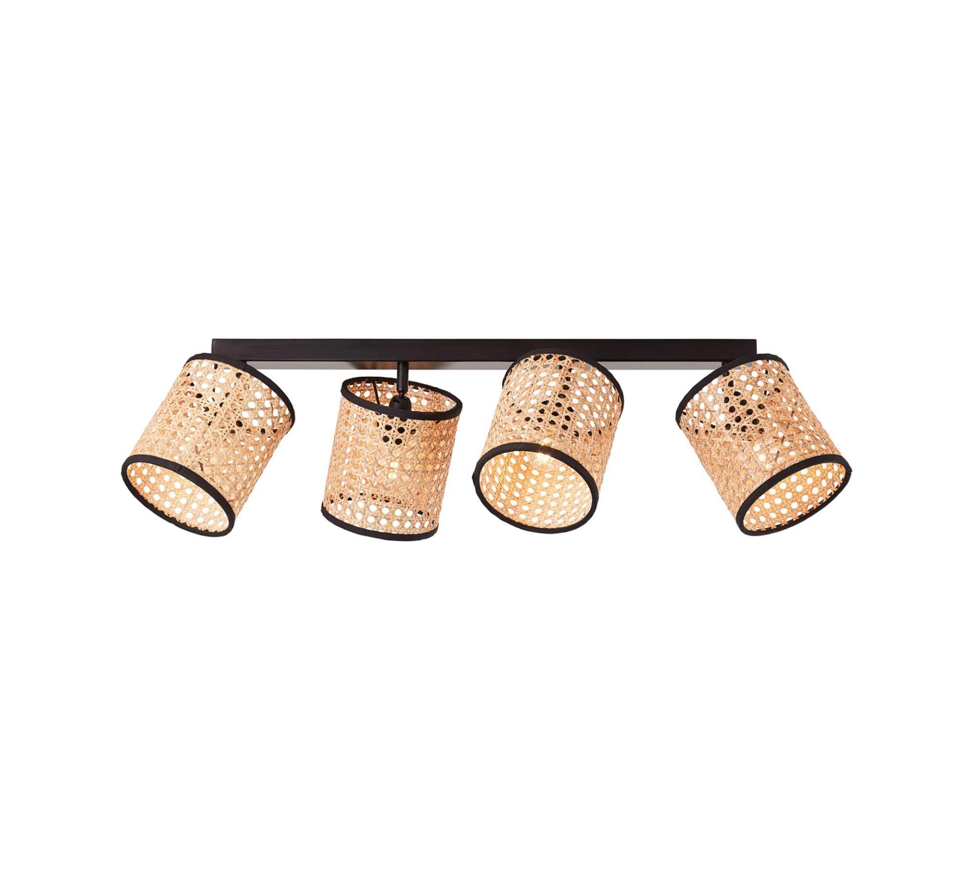 4-Flammige Deckenleuchte Rattan Stahl Schwarz 0
