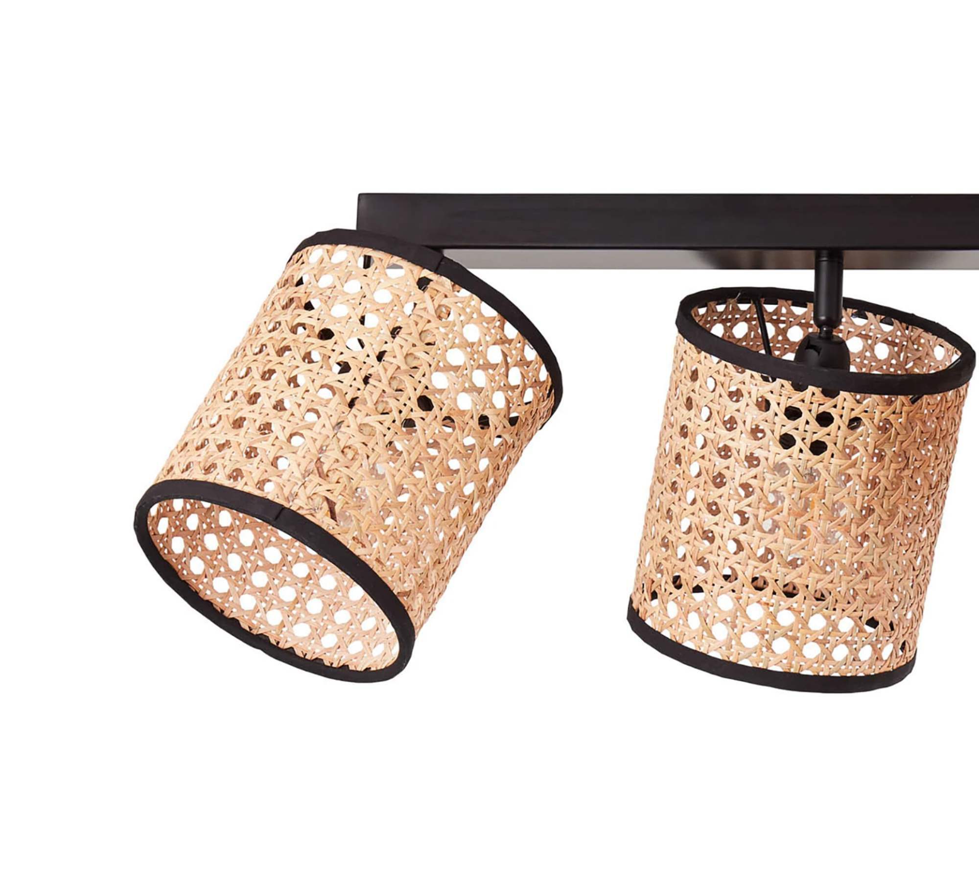 4-Flammige Deckenleuchte Rattan Stahl Schwarz 2