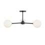 3-Light Ceiling Lamp Opal Glass Metal Black 0