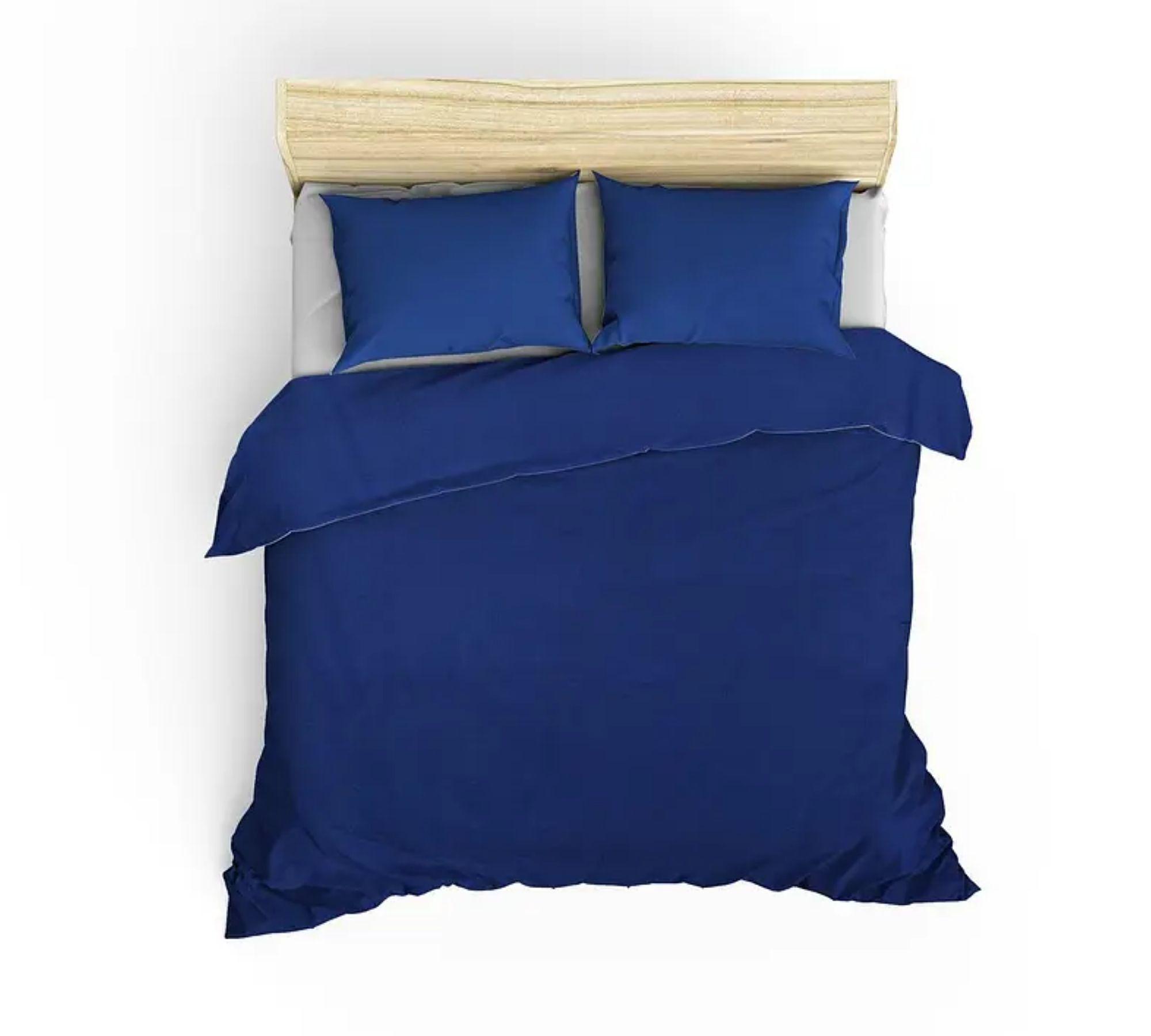 Bed & Pillowcase Cotton Dark Blue 135 x 200 0