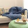 Cosima Chunky Knit Wool Blanket Merino Wool Smoke Blue 0