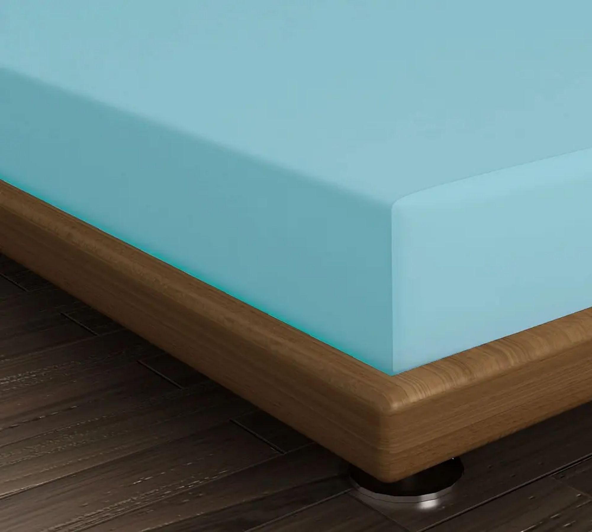 Fitted sheet cotton turquoise 100cm x 200cm 2
