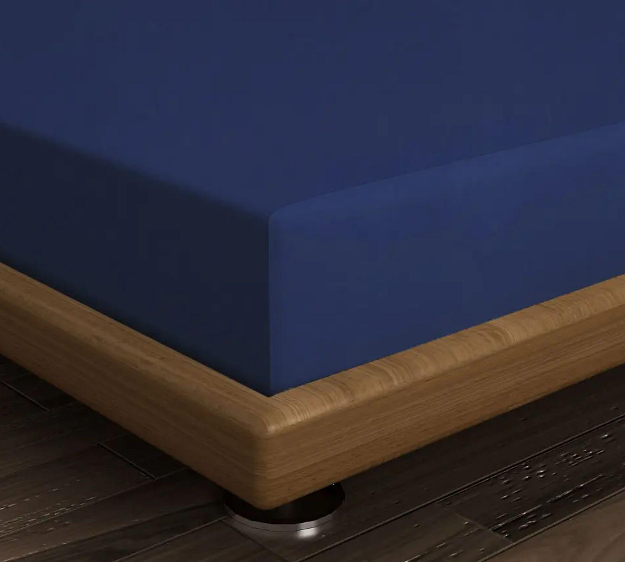 Fitted sheet cotton blue 100cm x 200cm 0