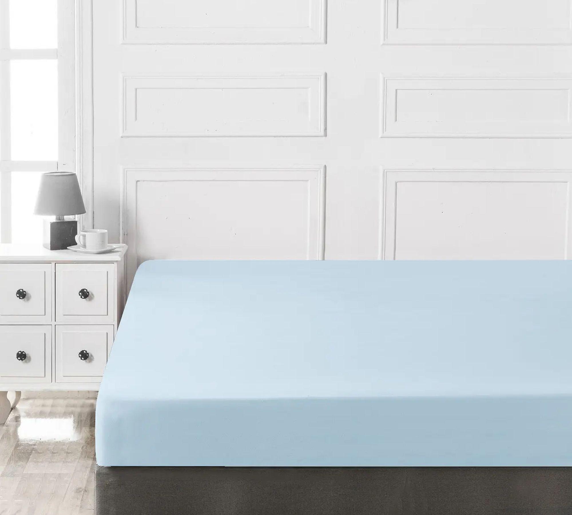 Fitted sheet cotton light blue 100cm x 200cm 3