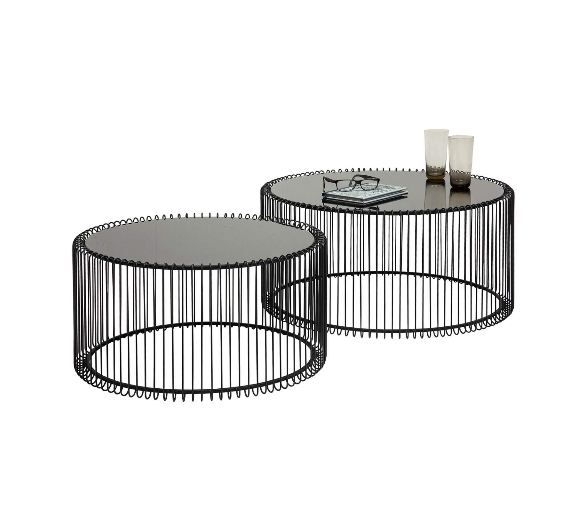 2x Couchtisch Glas Metall Schwarz 1