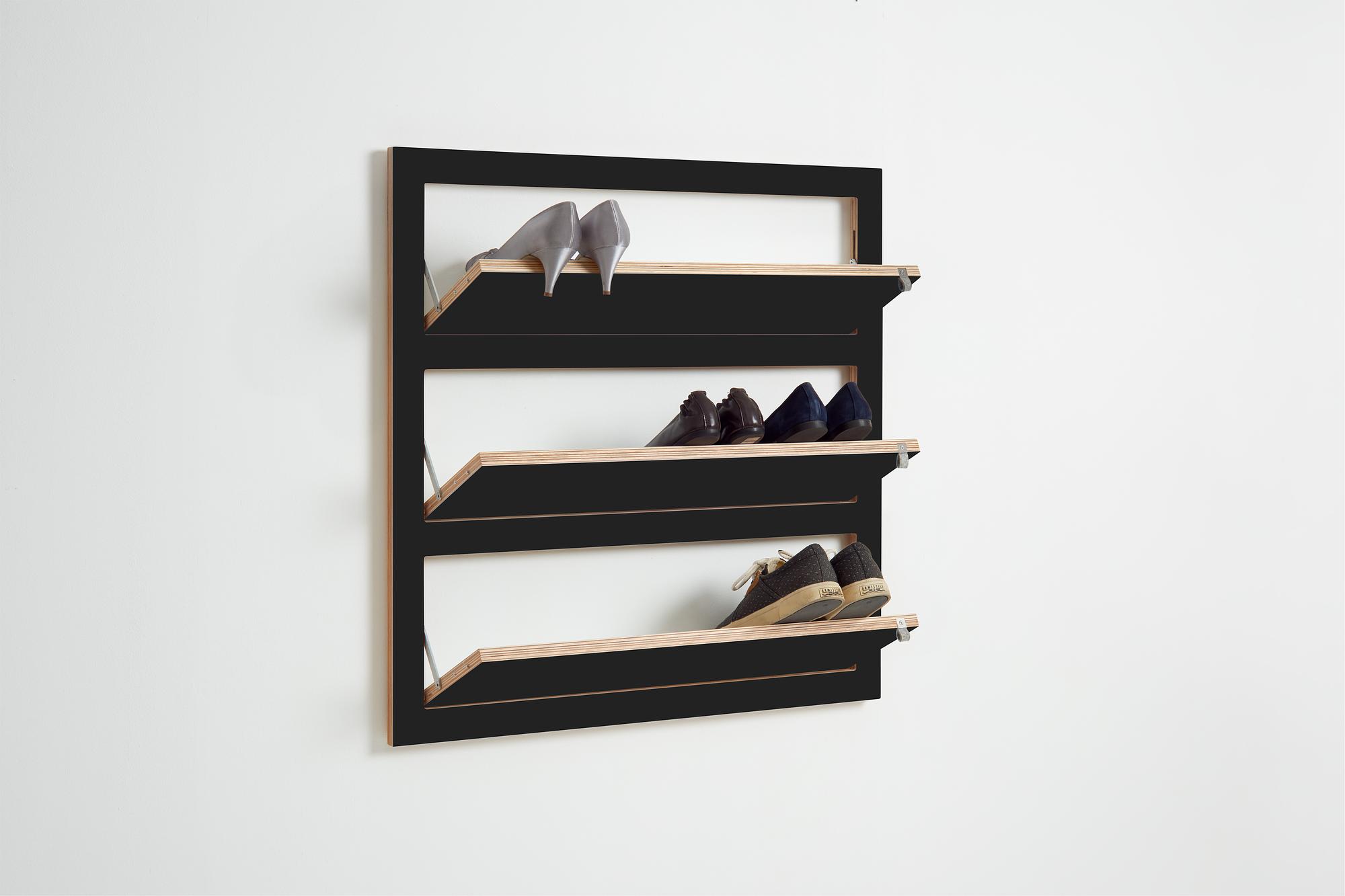 Fläpps Shoe Rack Wood Black 80x80cm 3