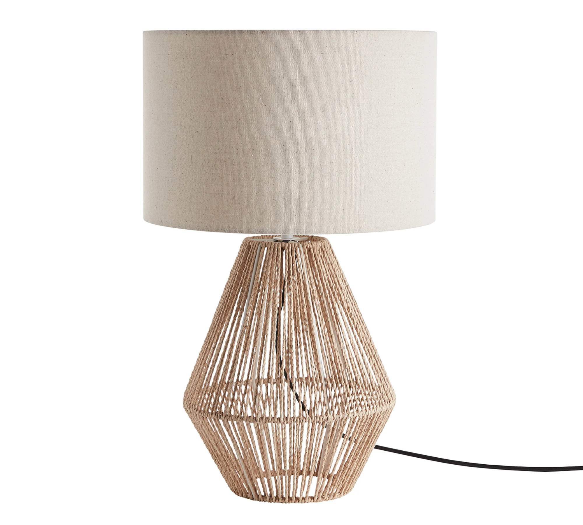 Tischlampe 1-flammig Leinen Rattan 0