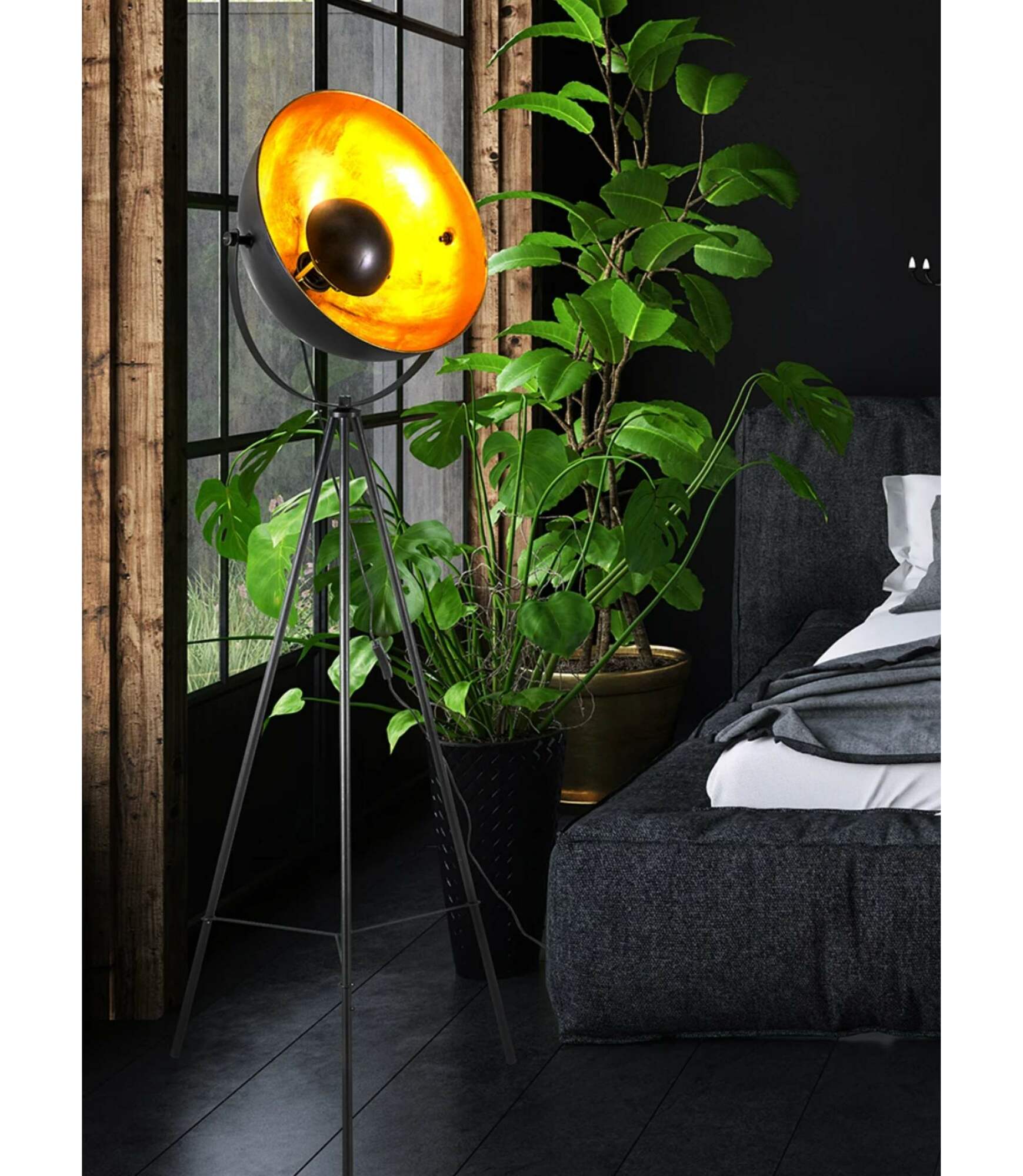 Stehlampe 1-flammig Aluminium Lakiert Schwarz 4