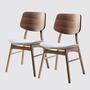 2x Dining chair Rubberwood and textile grey 0