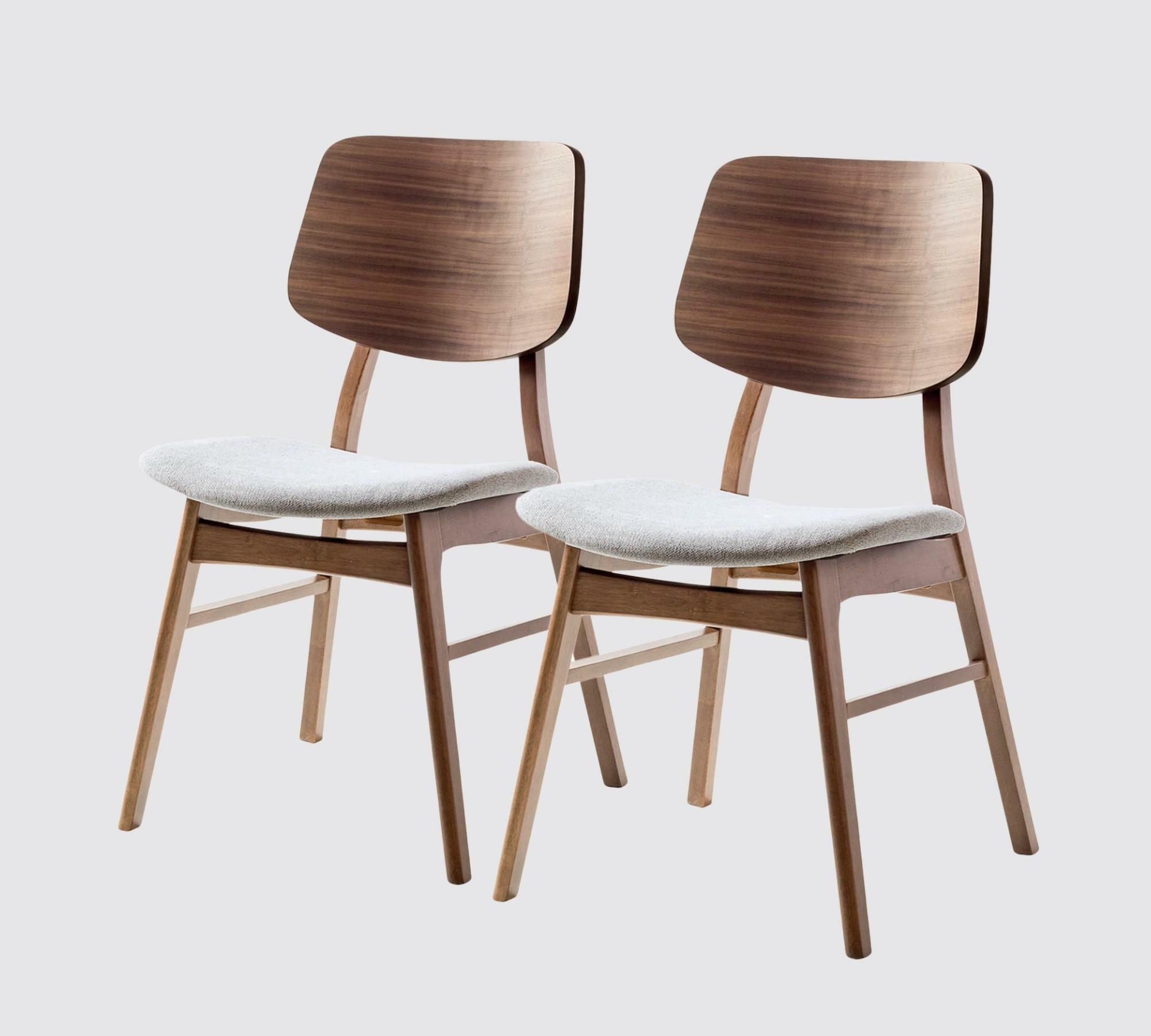 2x Dining chair Rubberwood and textile grey 0