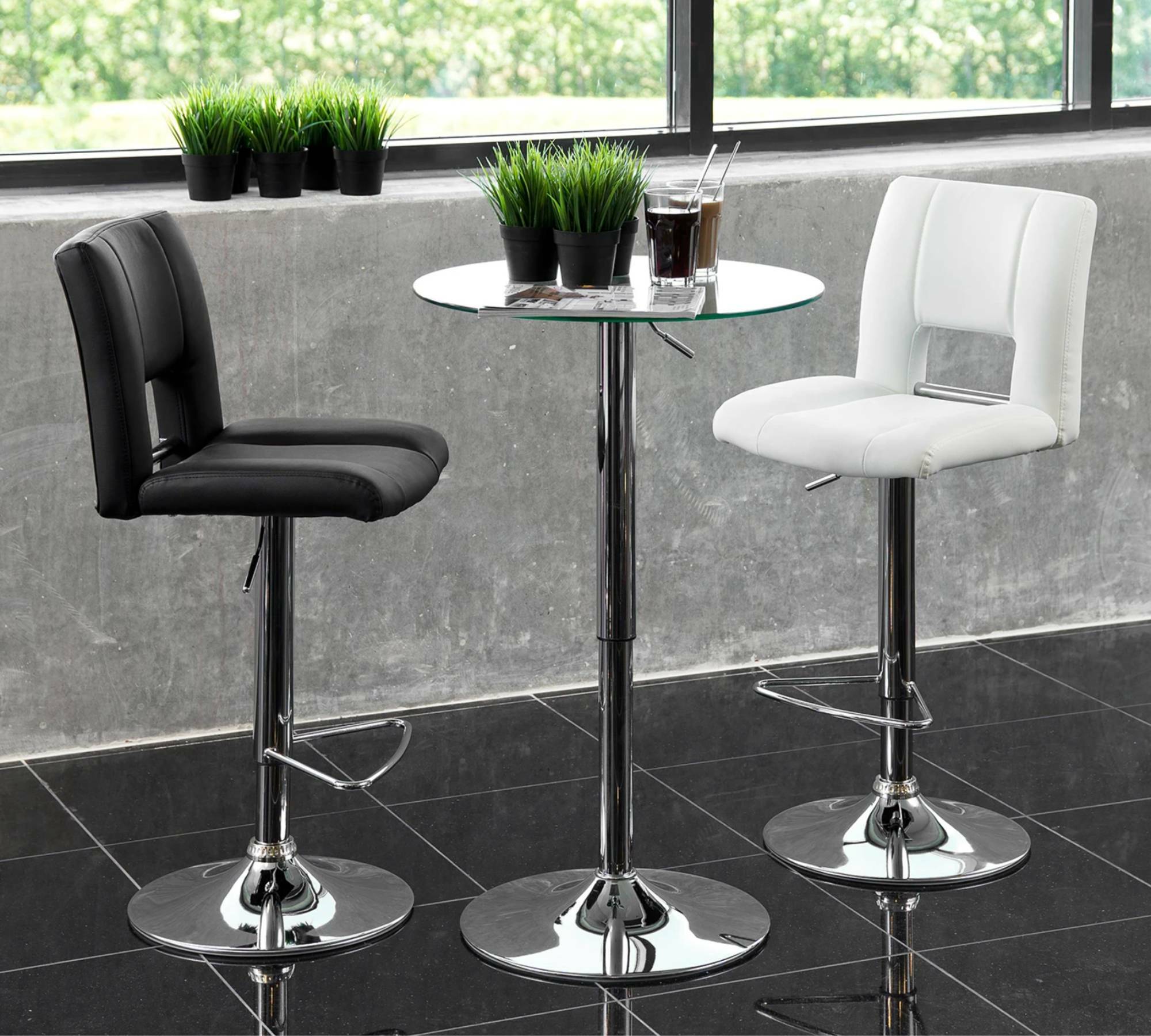 Bar stool Selina I (set of 2) Faux leather / chrome Black 5
