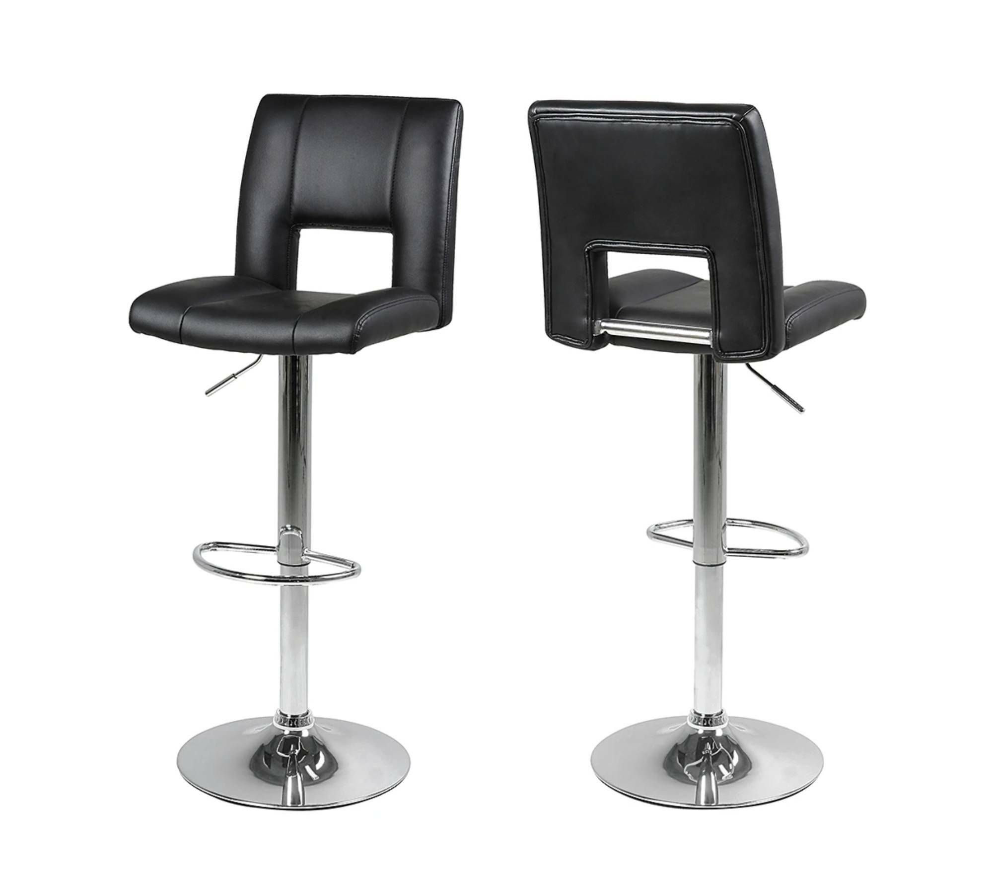 Bar stool Selina I (set of 2) Faux leather / chrome Black 1