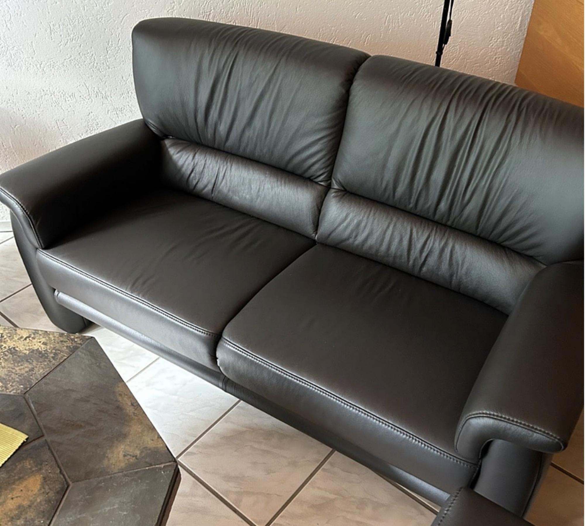 4x Armchair & Sofa 2.5-seater Leather Chocolate Brown 3