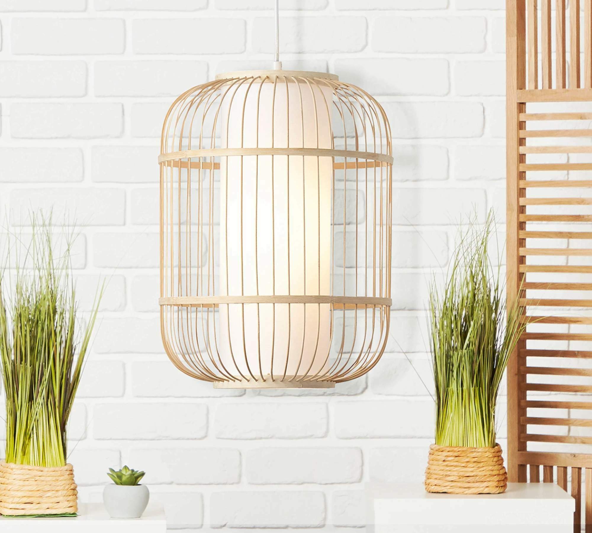 Pendant lamp 1-light metal wood 4