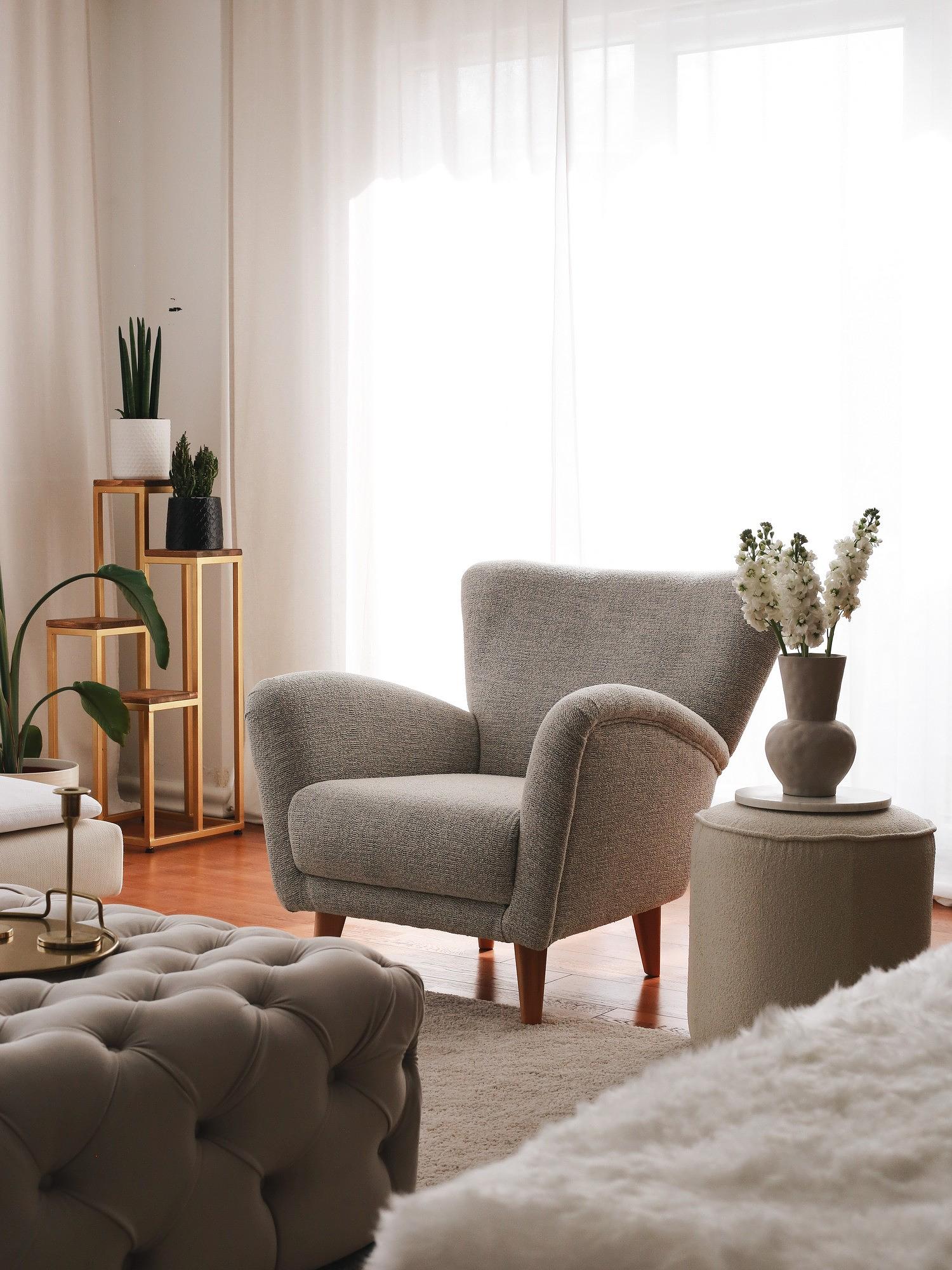 Teddy Armchair Textile Grey 1