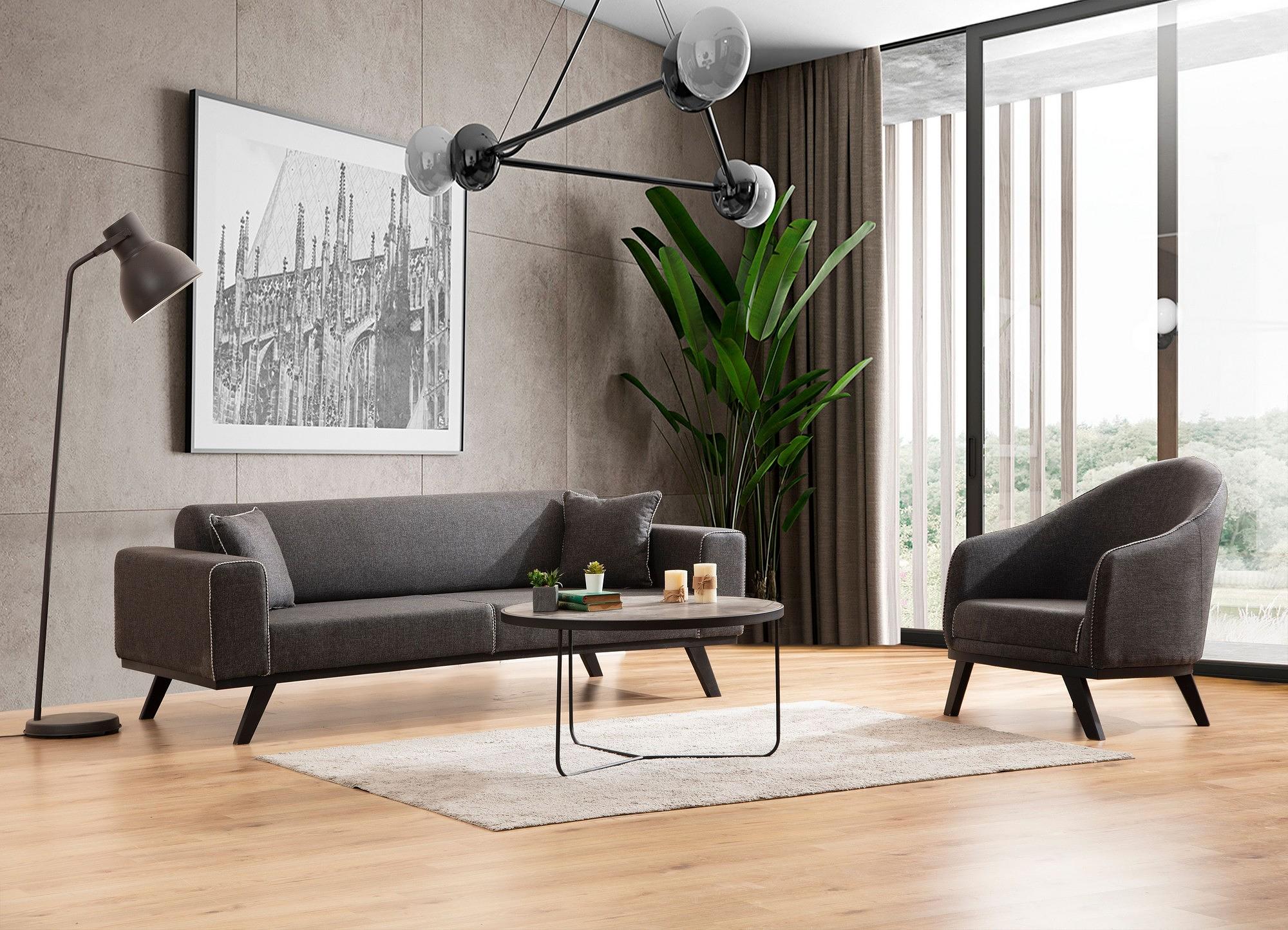 Leon 3-seater sofa bed Anthracite 2