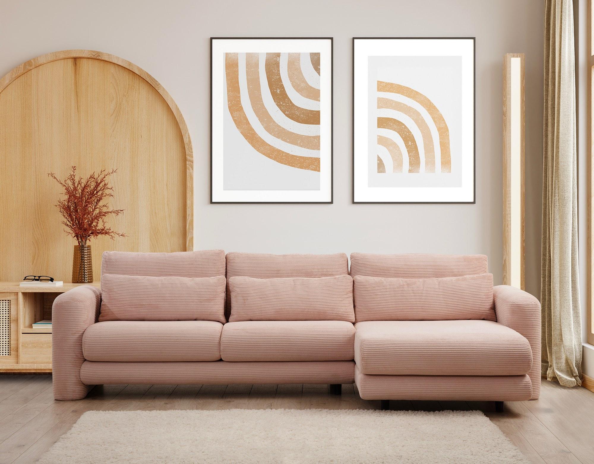 Lily Corner Sofa Right Pink 1