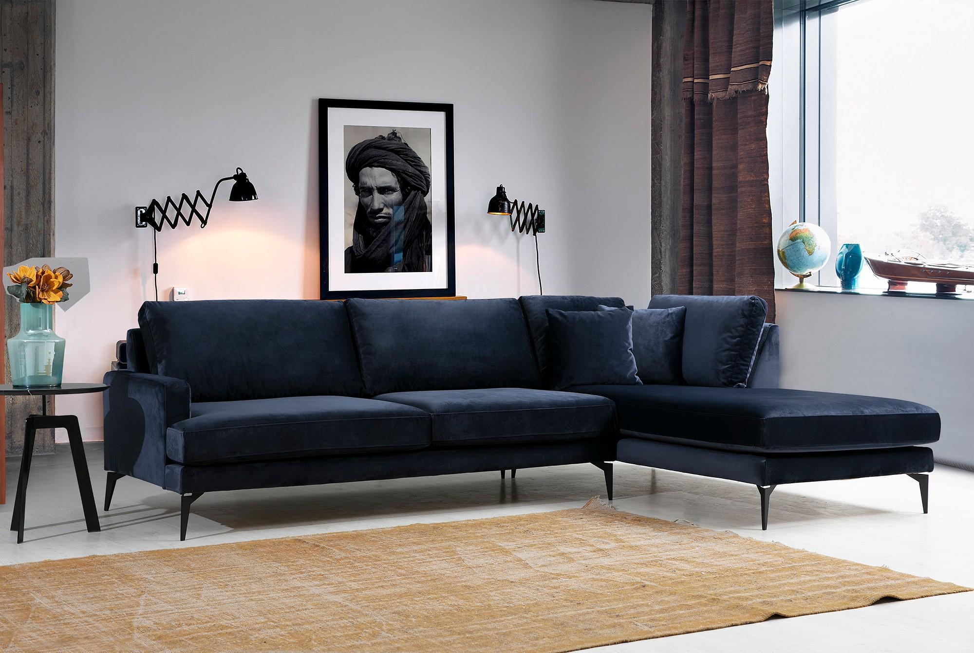 Papira Ecksofa Rechts Marineblau 1