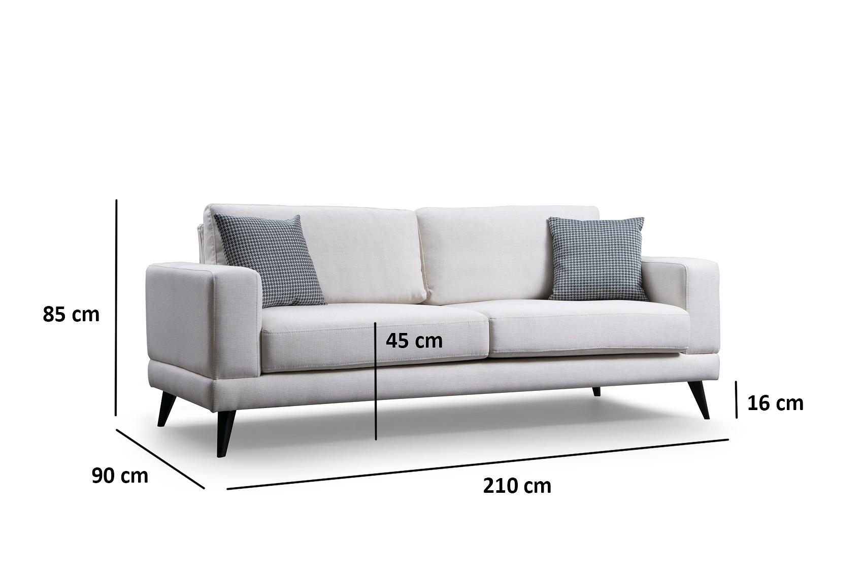 Nordic 3-Seater Sofa Beige 8