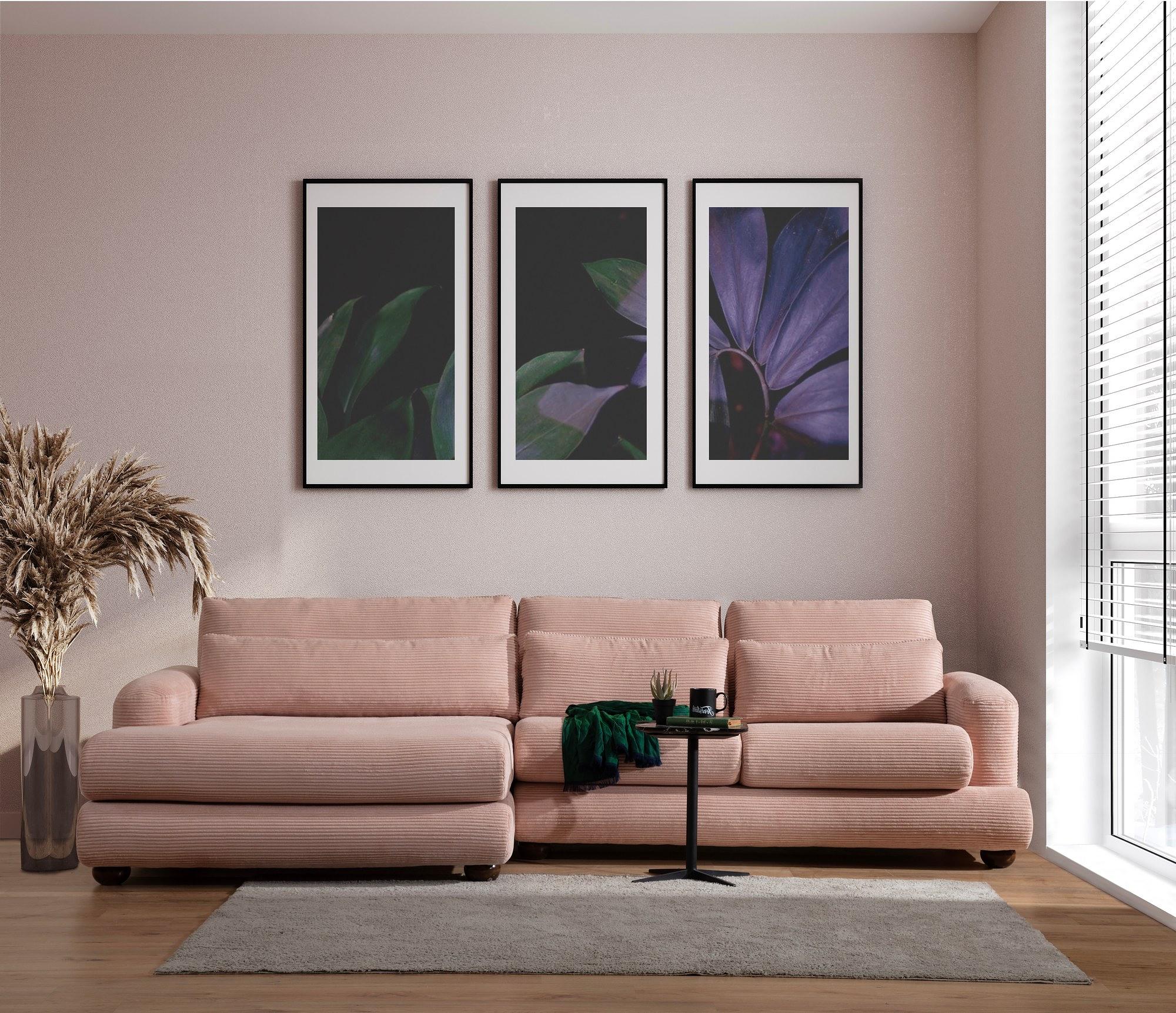 River Ecksofa Links Rosa 1