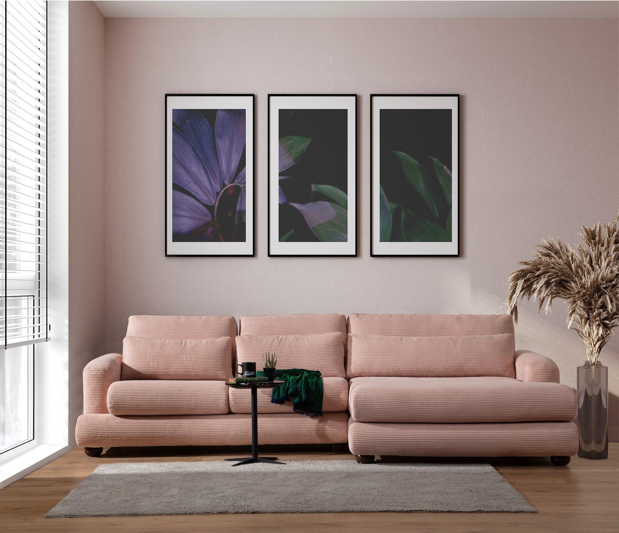 River Ecksofa Rechts Rosa 1