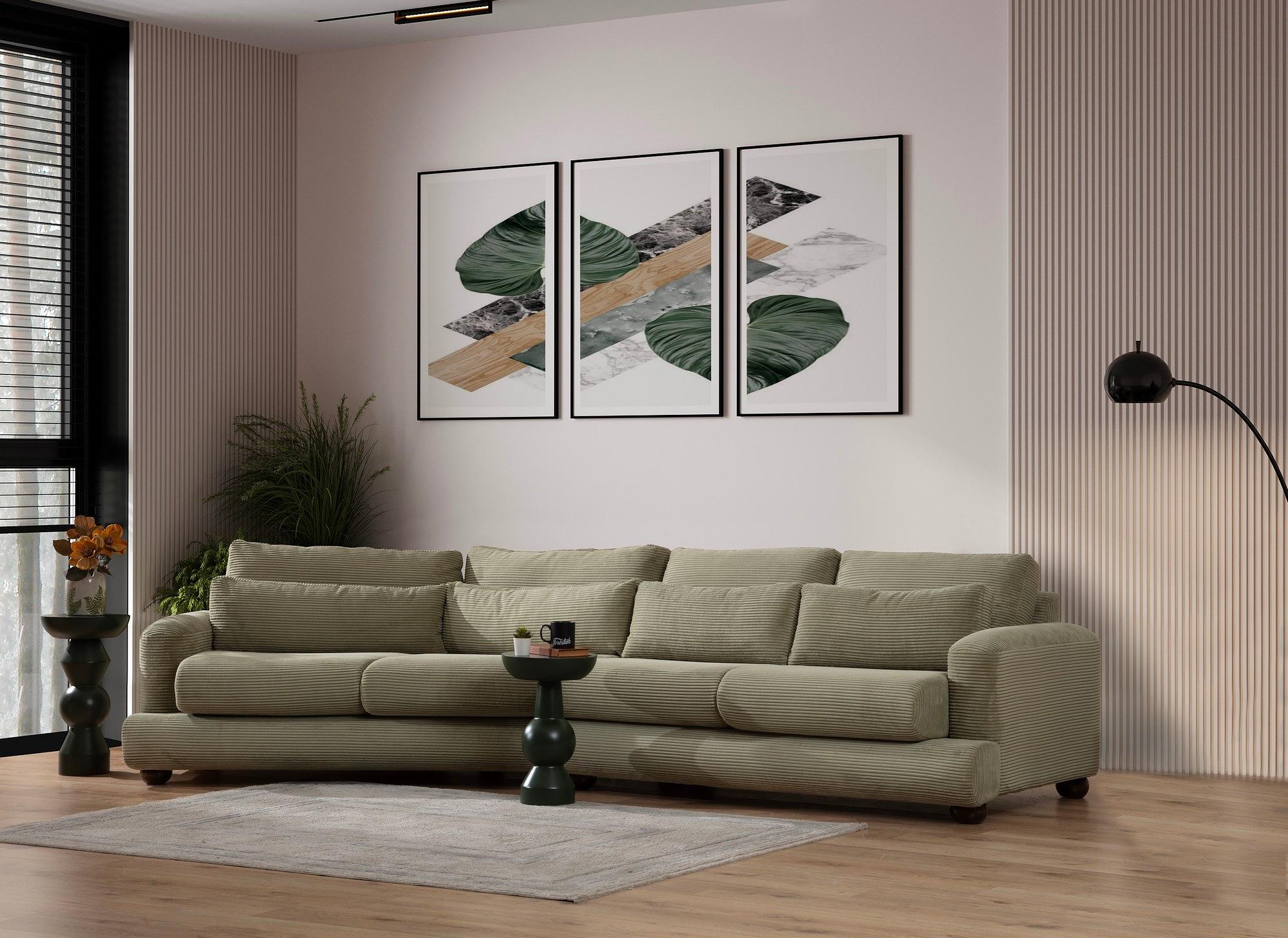 River 4-seater corner sofa left green 1