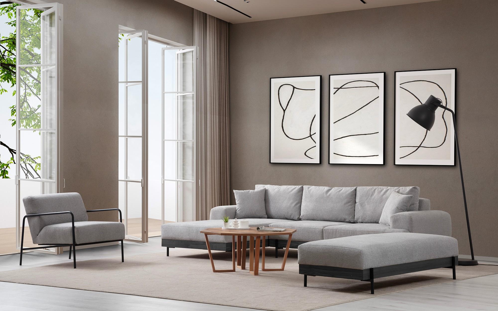 Eti Black Corner Sofa Left Grey 4