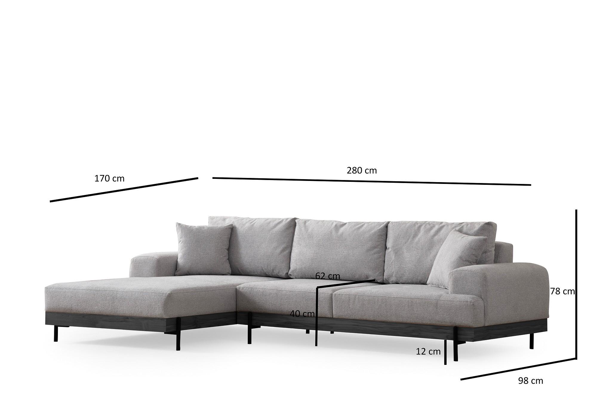 Eti Black Corner Sofa Left Grey 8