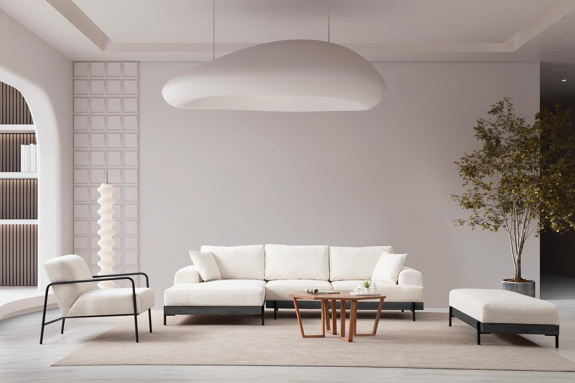 Eti Black Corner Sofa Left White 3