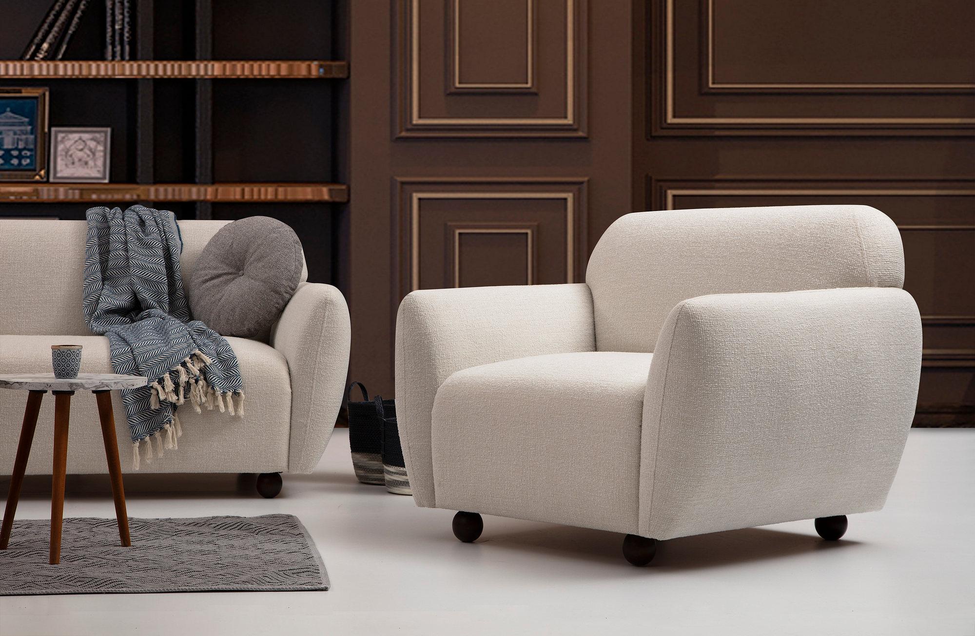 Eddy Armchair Velvet Cream 1