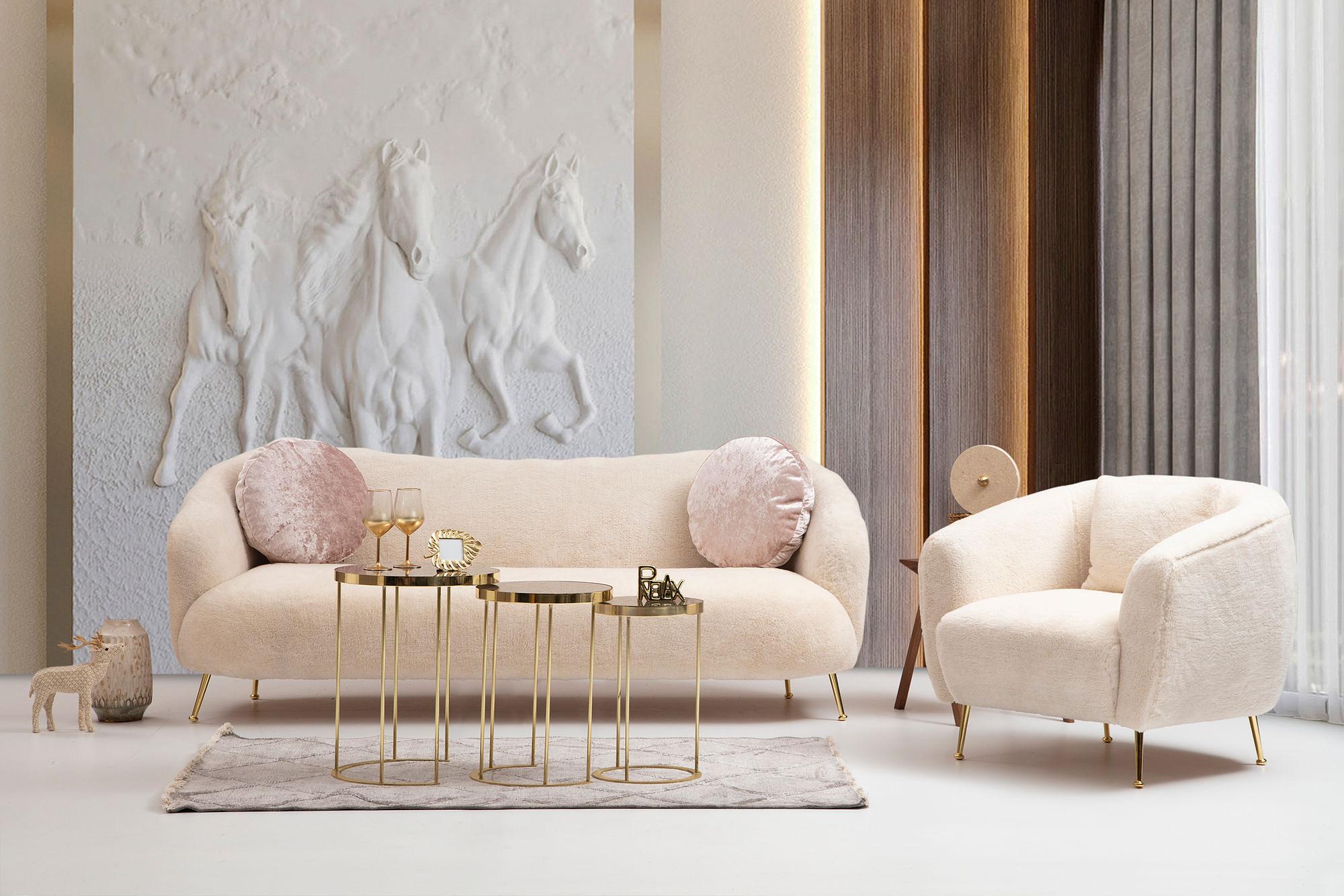 Oyster 3-Seater Sofa Beige 2