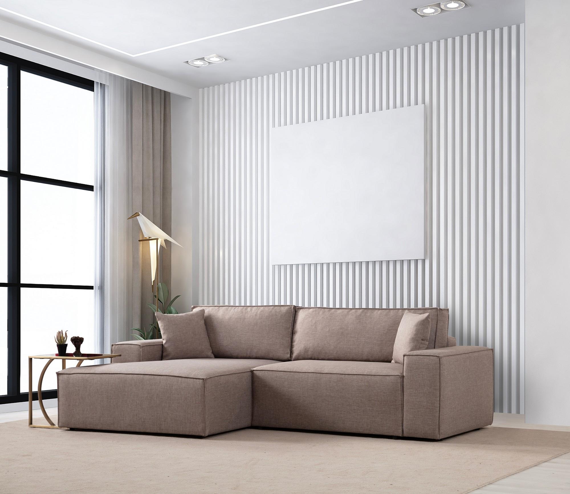 Pirlo corner sofa left brown 1