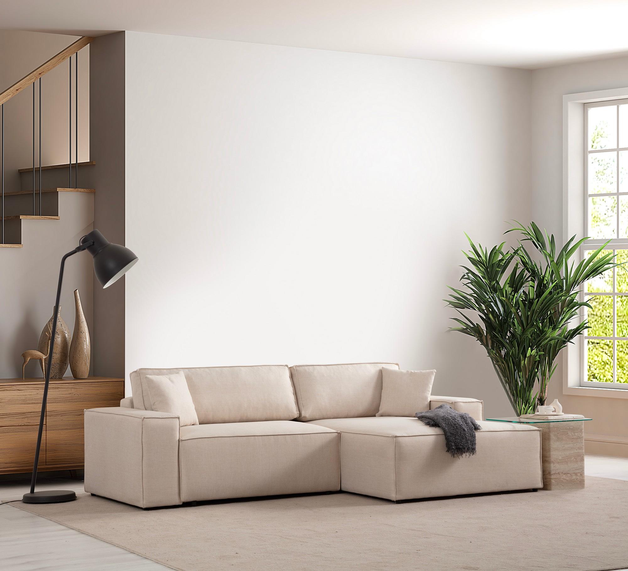 Sofa Chaise Lounge Right Beige 1