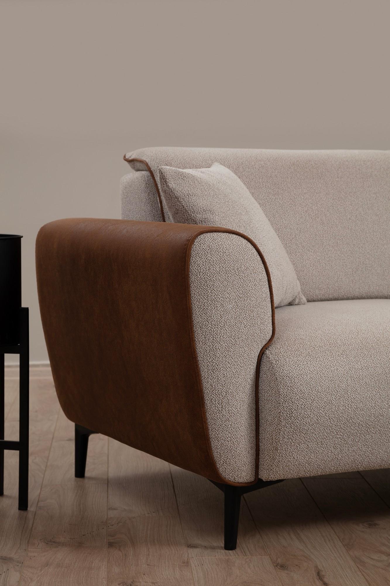 Aren Rechts Ecksofa Beige Zimt 2