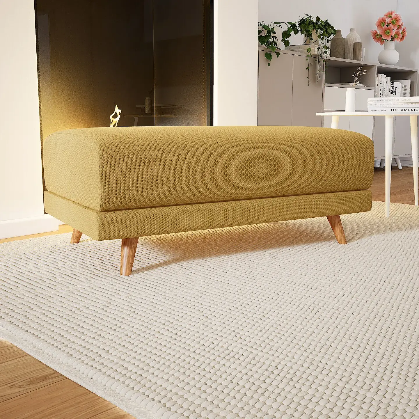 Tyme Stool Structure Fabric Mustard Yellow 4
