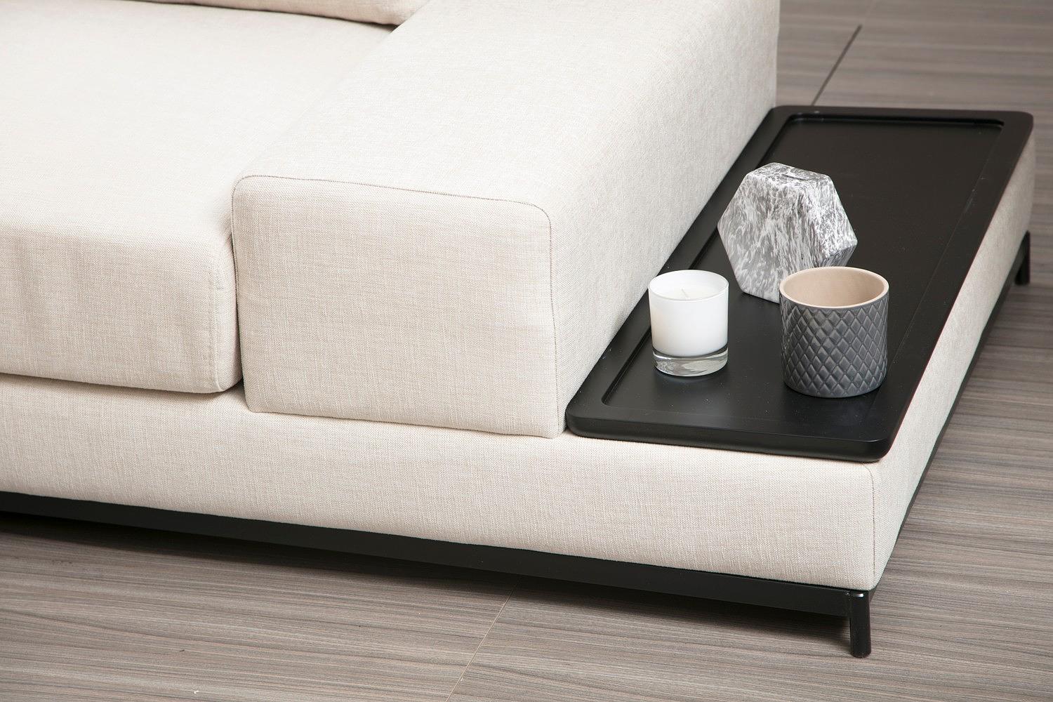 4-seater sofa with side table Beige 1